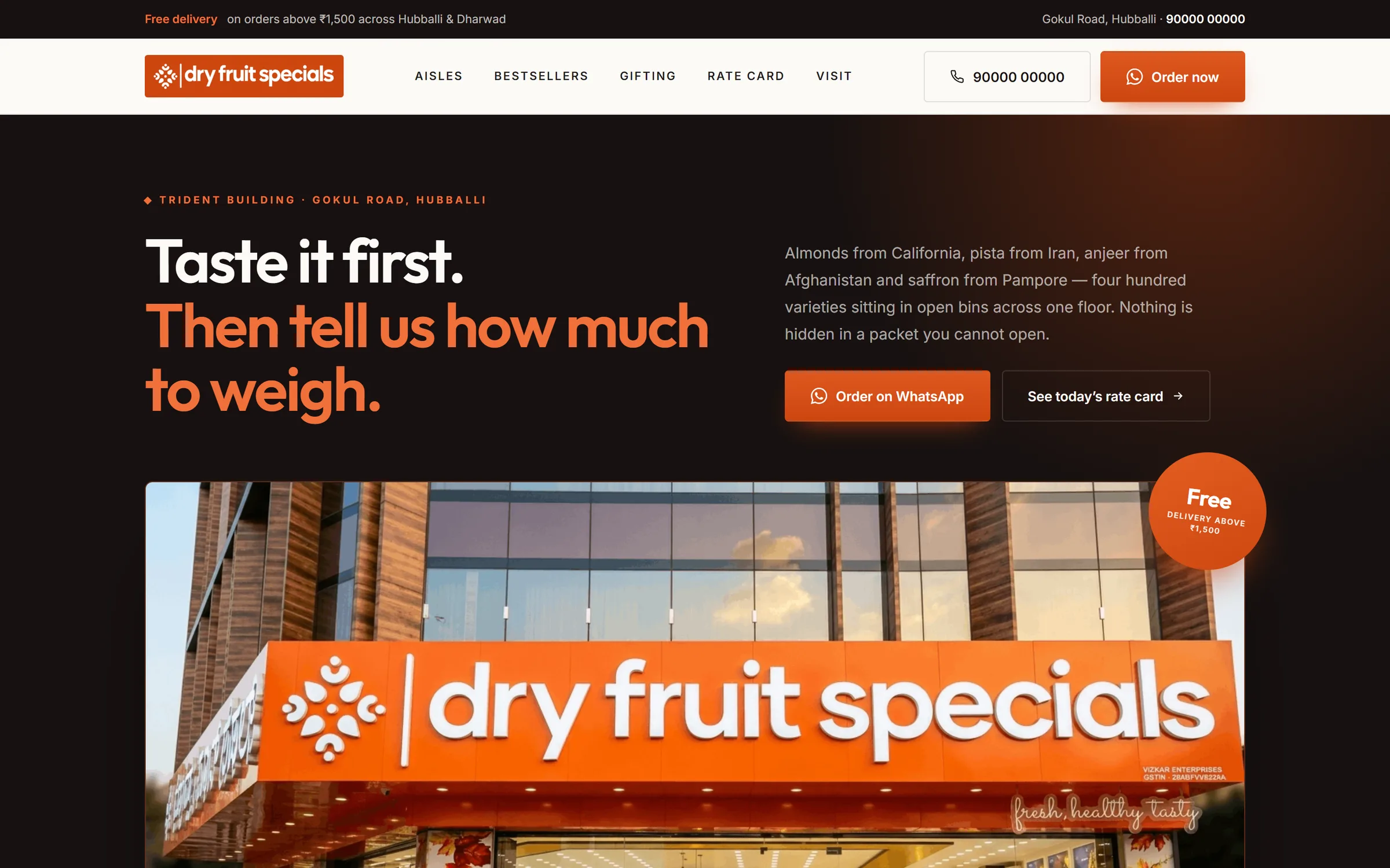 Dry Fruit Specials website on desktop